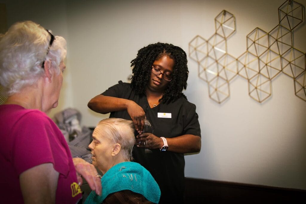 A cut above, and on the sides and … Barber college students lift nursing home residents’ spirits